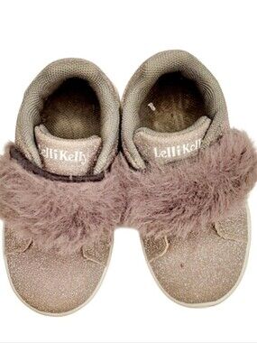 Lelli Kelly UK Silver Glitter Furry Strap Tennis Shoes